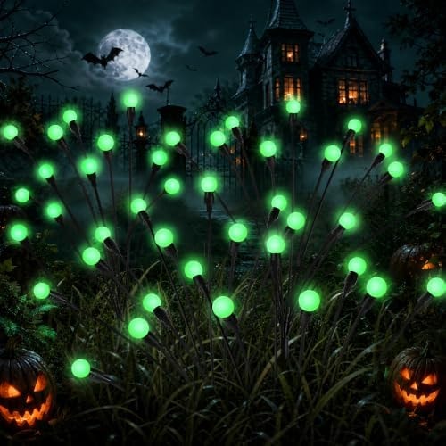 PATIOPIA Solar Halloween Lights(4Pack 40LED), Green Outdoor Halloween Decor