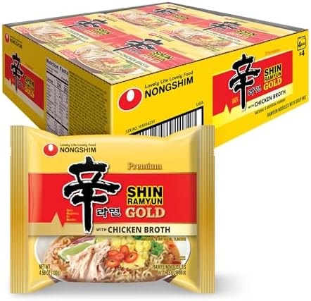 Nongshim Ramen Noodles, Gourmet Instant Ramen, Premium Microwavable Noodle Soup, Shin Gold, 4.58 Ounce (Pack of 16)
