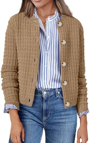 Zeagoo Women'S 2026 Fall Cardigan Sweaters Long Sleeve Knit Cropped Jackets