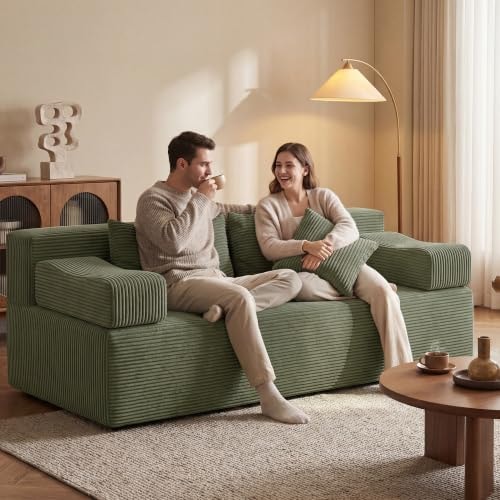 MONVANE 70" Boneless Loveseat Sofa, Green