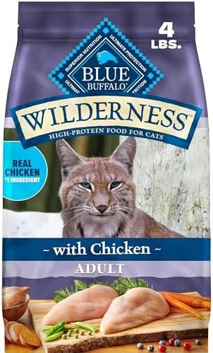 Blue Buffalo Wilderness with Chicken Natural High-Protein Grain-Free Dry Food for Adult Cats, Real Chicken First, Antioxidant-Rich LifeSource Bits Support Immunity, Promotes Strong Muscles, 4 lbs.