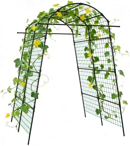 AGTEK 87in Garden Arch Trellis for Climbing Plants, Garden Arches Support Structure, Tall Metal Garden Tunnel Trellises Archway for Climbing Vine, Vegetable, Fruit, Flower, Squash Arbors