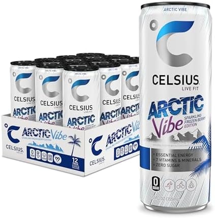 CELSIUS ARCTIC VIBE Sparkling Frozen Berry, Sugar Free Energy Drink, 12 Fl Oz (Pack of 12)