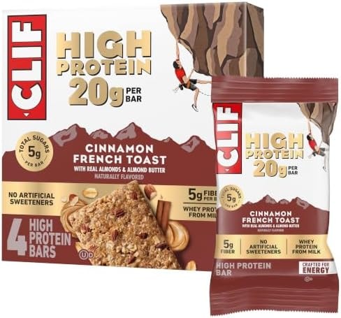 CLIF HIGH PROTEIN Cinnamon French Toast Protein Snack Bars, 4 ct