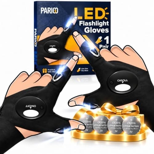 PARIGO Flashlight Gloves Christmas Stocking Stuffers for Men, Gifts for Men