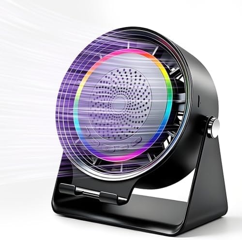 Gifts for Men Women, Wireless Bluetooth Speaker with Phone Stand, Desk Fans & RGB Lights, HD Sound Anti-Slip Base, Rechargeable (5000mAh), 360° Adjustable Phone Holder Cool Gadgets Birthday Gift