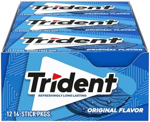 Trident Original Sugar Free Gum, 12 Packs of 14 Pieces (168 Total Pieces)