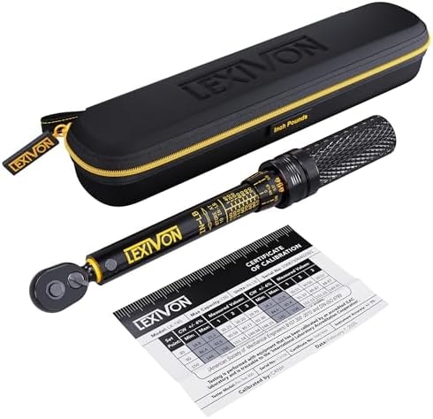 LEXIVON Inch Pound Torque Wrench 1/4-Inch Dr. | 72-Tooth Gear Dual-Direction Click Type | Micro-Adjustment 10~150 in-lb (1.1~16.9 Nm) | Zippered Protective Case (LX-180)