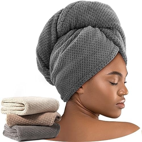 Umisleep 3 Pack Microfiber Hair Towel Wrap for Women Kids, 400 GSM Thicker