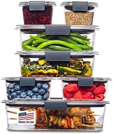 Rubbermaid Brilliance Food Storage Containers, 14 Piece Plastic Containers with Lids, BPA-Free, Leak Proof, Clear