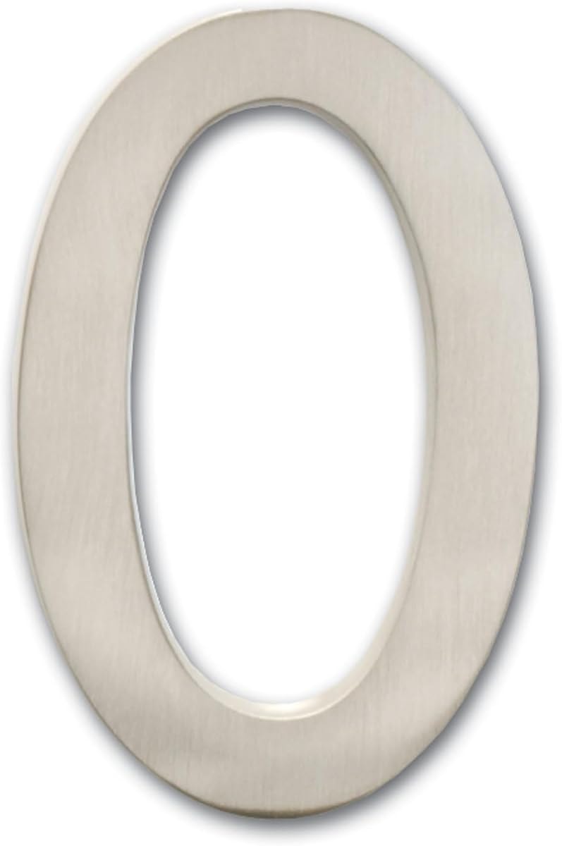 Architectural Mailboxes 3582SN-0 4 inch Solid Brass Floating House Number, 0, Satin Nickel