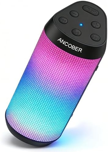 Bluetooth Speaker Portable Wireless, 20W Stereo Loud Sound, 8 Modes LED Light Show, 30H Playtime, IPX4 Waterproof, TWS Pairing, Built-in Mic, BT5.3 for Outdoor, Party, Travel, Home, Ideal Gift