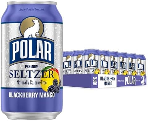 Polar Seltzer Water Blackberry Mango, 12 fl oz cans, 18 pack