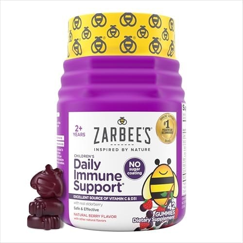 Zarbee's Kids Elderberry Immune Support Gummies, No Sugar Coating, 42 ct
