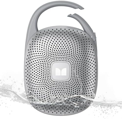 Monster Clip-On Speaker with Carabiner, Ultra-Portable Bluetooth 6.0 Shower Speaker IPX7 Waterproof, 29H Playtime Small Wireless Speaker for Hiking Camping Beach Outdoor Travel -Grey