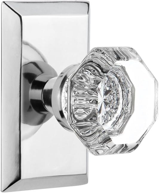 Nostalgic Warehouse 713374, Privacy-2.375", Bright Chrome Studio Plate with Waldorf Knob