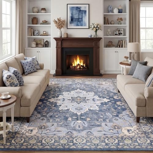 YBYX Washable Area Rug 6x9, Vintage Floral Carpet