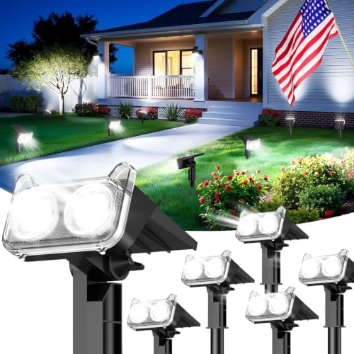 LETMY Solar Lights Outdoor Waterproof IP65, 6 Pack Solar Spot Lights Outdoor With 14 Big LEDs, 2-in-1 Wall Lights & 2 Modes Solar Powered Landscape Spotlights for Garage Pathway Yard Decor Garden Gift