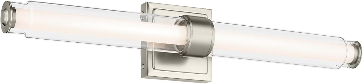 Kichler Laurene 26.5" LED Linear Bathroom Vanity Light Fixture with Clear Glass in Brushed Nickel for Vanity, Hallways, Buffet, Fireplace (26.5" W x 5" H) 55238NILED
