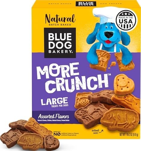 Blue Dog Bakery Natural Dog Treats, More Crunch Large, Assorted Flavors, 18oz Box, 1 Box