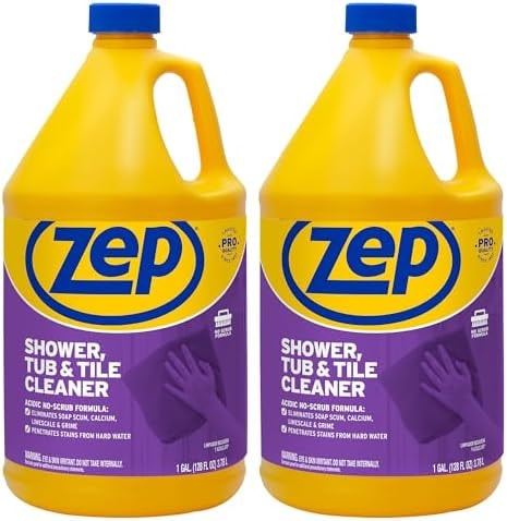 Zep Shower Tub and Tile Cleaner 1 Gallon ZUSTT128 (Case of 2) - No Scrub Pro Formula Breaks up Tough Buildup on Contact