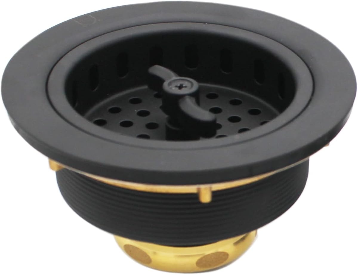 Westbrass A213-62 3-1/2" Wing Nut Twist Style Large Kitchen Sink Basket Strainer, Matte Black