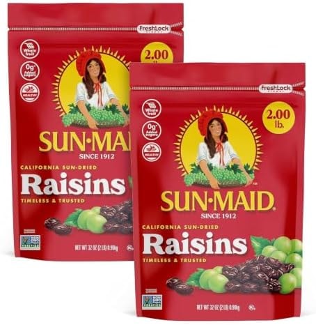 Sun-Maid California Raisins - 4 lbs | 32 oz Resealable Bags (Pack Of 2)
