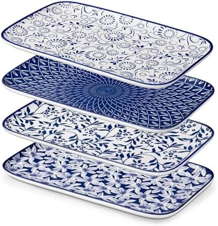 vancasso Porcelain Serving Trays for Party, Serving Platters Set of 4,Serving Dishes for Entertaining, Ceramic Party Trays and Platters for Serving Food, 12" Inch, Series SELENE