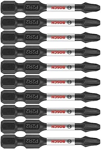 BOSCH ITP2R22B 10-Pack 2 In. Phillips/Square #2 Impact Tough Screwdriving Power Bits