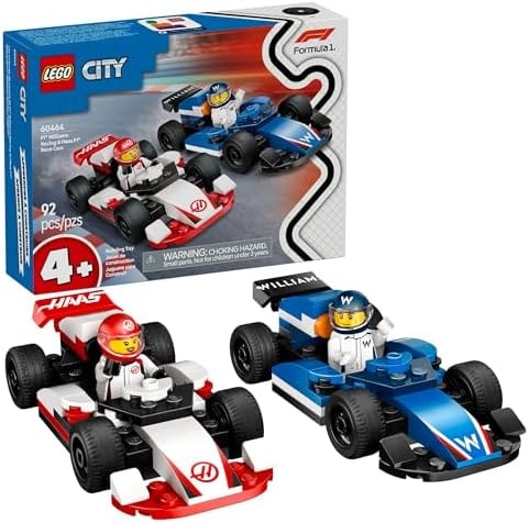 LEGO City F1 Williams Racing & Haas F1 Race Car Toys - Car Building Toy Set for Kids, Boys and Girls, Ages 4+ - Preschool Toy for Fans - Gift Idea for Birthdays - 60464