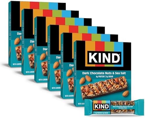 KIND Healthy Snacks Bars, Dark Chocolate Nuts & Sea Salt, Gluten Free, Low Sugar, High Fiber Snacks, 6g Protein, 36 Count
