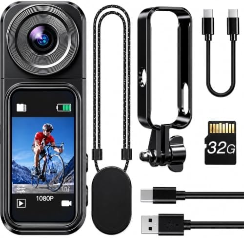 BOBLOV Mini Body Camera with 32GB Card, Thumb-Size Wearable Camera with Touch Screen & Rotating Lens, Magnetic Mount for Hands-Free Recording, Portable Action Camera for Work Travel Vlogging, W2