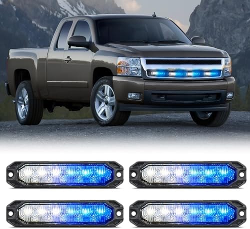 Nilight 6LED Blue White Emergency Strobe lights Sync Feature Surface Mount
