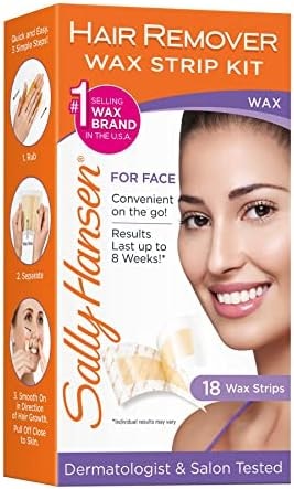 Sally Hansen Face Hair Removal Wax Strips Kit | At-Home Use 18 Count