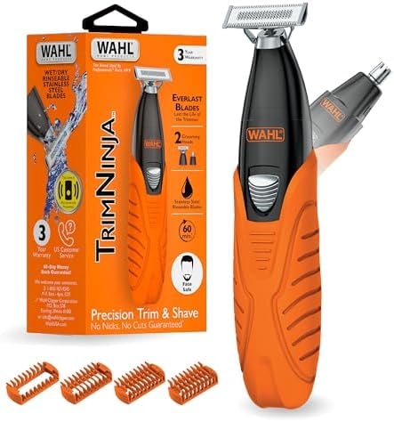 Wahl TrimNinja 2 in 1 Hybrid Electric Shaver & Ear Nose Trimmer for Men