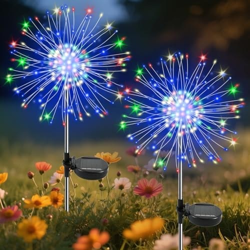 Solar Garden Lights Outdoor, Solar Firework Fairy Lights Garden Decor