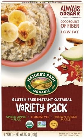 Nature's Path Organic Variety Pack Oatmeal, 11.3 oz (Pack of 6), Gluten Free, Non-GMO