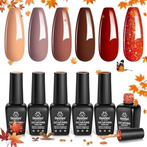 Beetles Fall Gel Nail Polish Set - Orange Brown Burgundy Gel Polish