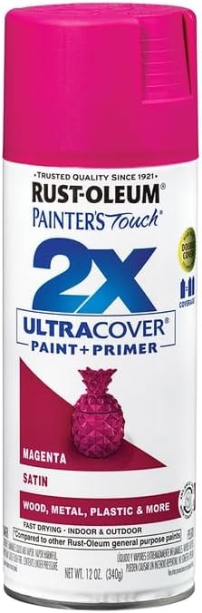 Rust-Oleum 334087-6PK Painter's Touch 2X Ultra Cover Spray Paint, 12 oz, Satin Magenta, 6 Pack