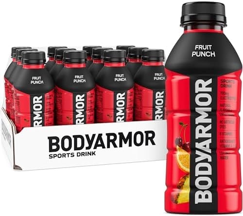 BODYARMOR Sports Drink, Fruit Punch, Electrolyte Drink Hydration, 16 Fl Oz Bottles (12 Pack), Flavored Coconut Water with B Vitamins & Antioxidants