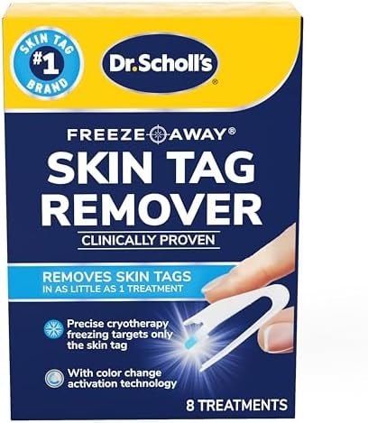 Dr. Scholl's Freeze Away Skin Tag Remover Kit, 8 ct – Completely removes Skin Tags in As Little As 1 Treatment, FDA-Cleared & Clinically Proven At-Home Removal, Easy 1-Handed Action, Permanent Results