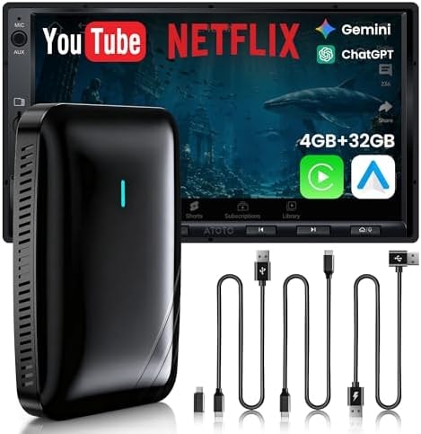 MYATOTO Magic AI Box, Wireless CarPlay/Android Auto Adapter, Car Video Box Supports for Netflix/YouTube/TikTok/TF Card, DriveChat AI Smart Box with GPS/Dual Bluetooth