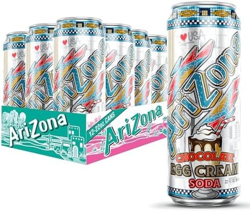 AriZona Chocolate Egg Cream Soda | Lightly Carbonated | 22 Fl Oz (12 Pack)