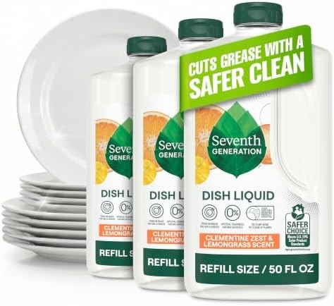 Seventh Generation, Dish Liquid, Clementine Zest & Lemongrass, 50 oz Refill