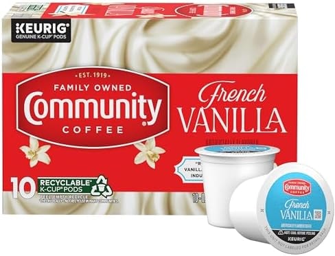 Community Coffee French Vanilla Flavored 10 Count, Medium Roast, Keurig K-Cup Coffee Pods, 10 Count (Pack of 1)