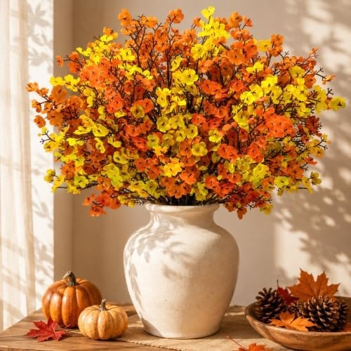 Der Rose 12 Pcs Fall Artificial Flowers Babys Breath for Thanksgiving Decor