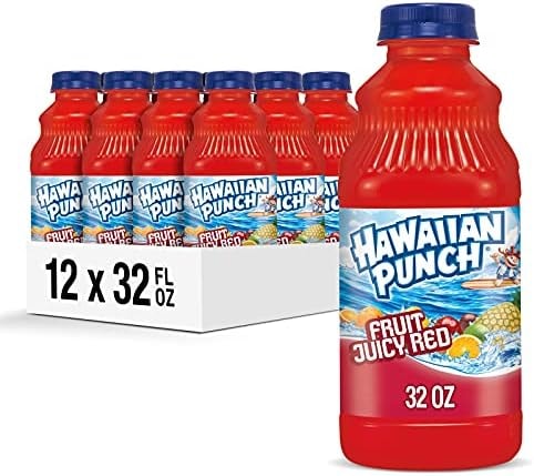 Hawaiian Punch Fruit Juicy Red Fruit Juice Drink, 32 Fl Oz Bottle (Pack Of 12), Caffeine-free, Carbonation-free, Gluten-free, Excellent Source Of Vitamin C, Less Than 100 Calories