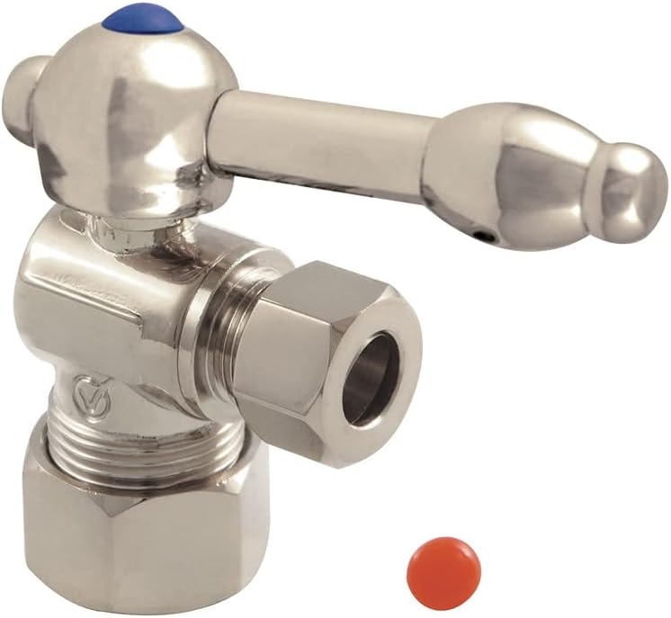 Kingston Brass CC53308KL 5/8" X 3/8" OD Comp Angle Stop Valve, Brushed Nickel