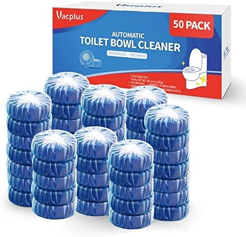 Vacplus Toilet Bowl Cleaner Tablets, 50 Pack, Auto Cleaning, Long-Lasting