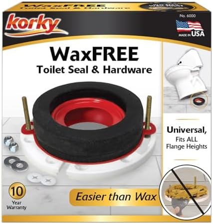 Korky 6000BP Universal Toilet WaxFree Seal with Hardware - Toilet Installation Made Easy - Made in USA , Red
